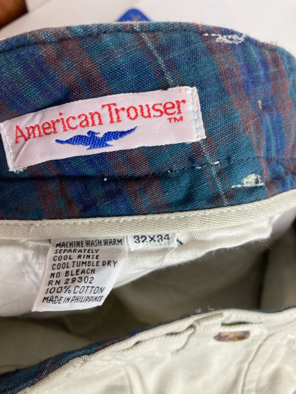 American Trouser Men’s 32x34L Cement Pleated 100% Cotton Pants